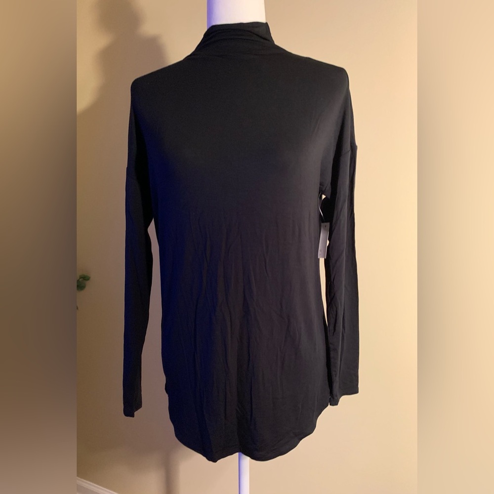 NWT Top: Black, Funnel Neck Turtleneck, Fitted, Jersey